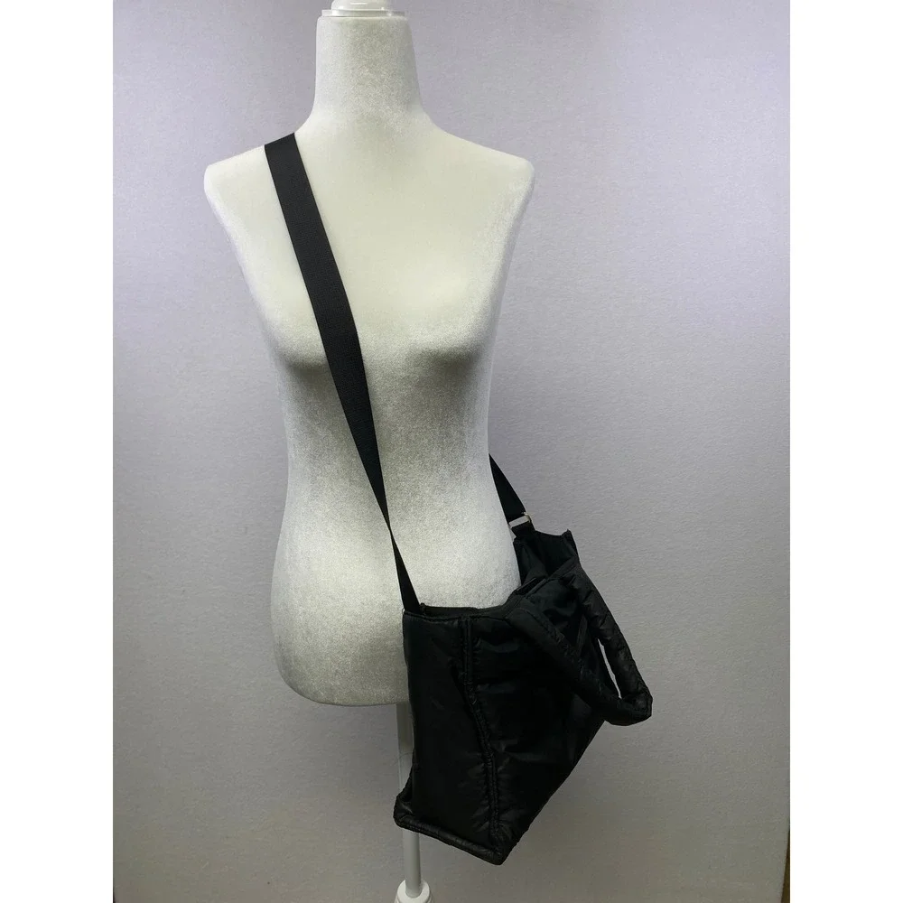LD‎ Tote Bag Black Puffer Quilted Top Handle Crossbody Shoulder Bag